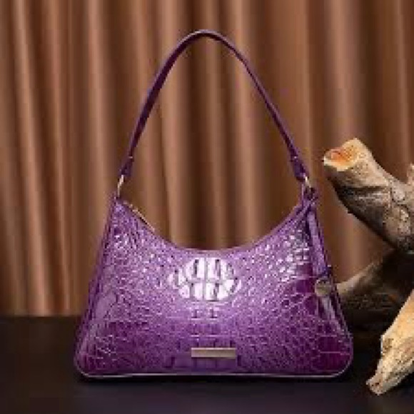 NEWCrocodile Top Handle Bag in PurpleVegan